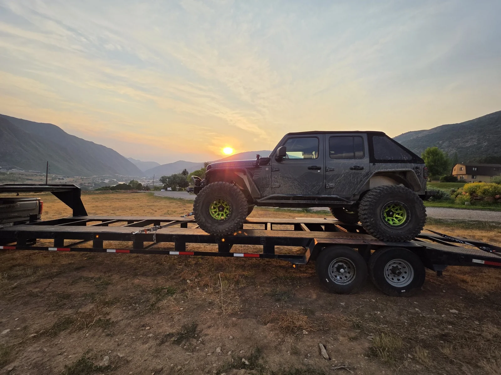 Green beadlocks at sunset