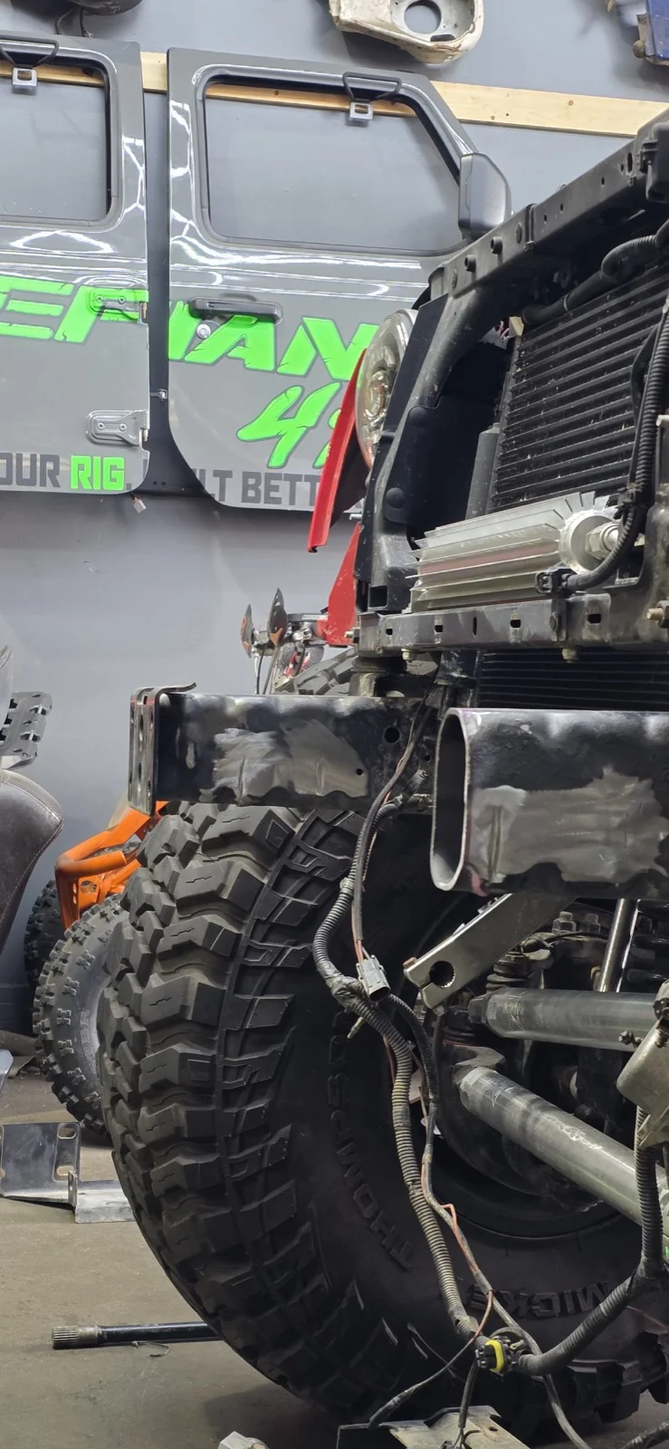 Front-end fabrication on a Jeep build in the Defiant shop